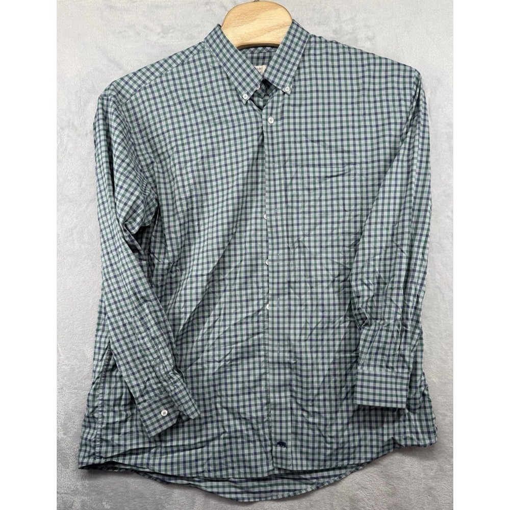 Onward Reserve Long Sleeve Button Down Green Plaid Peformance Shirt Men's 2XL